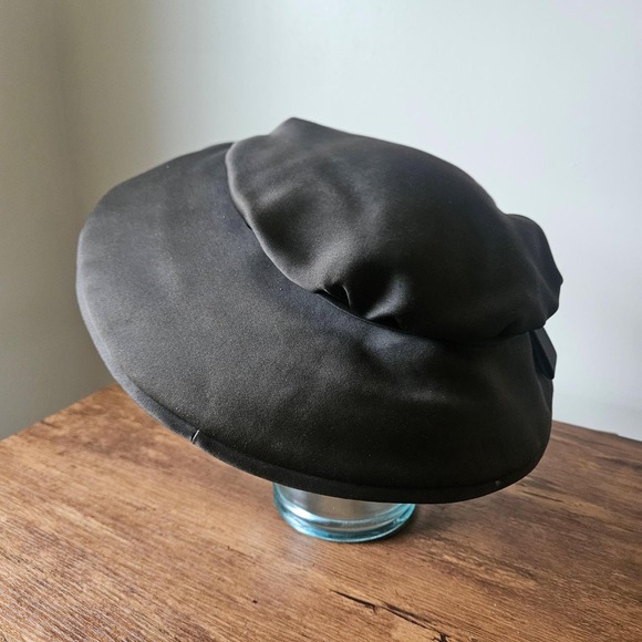 Mr. John Vintage 40s‎ 50s Black Silk Large Cartwheel Picture Womens Hat New Look main image 5